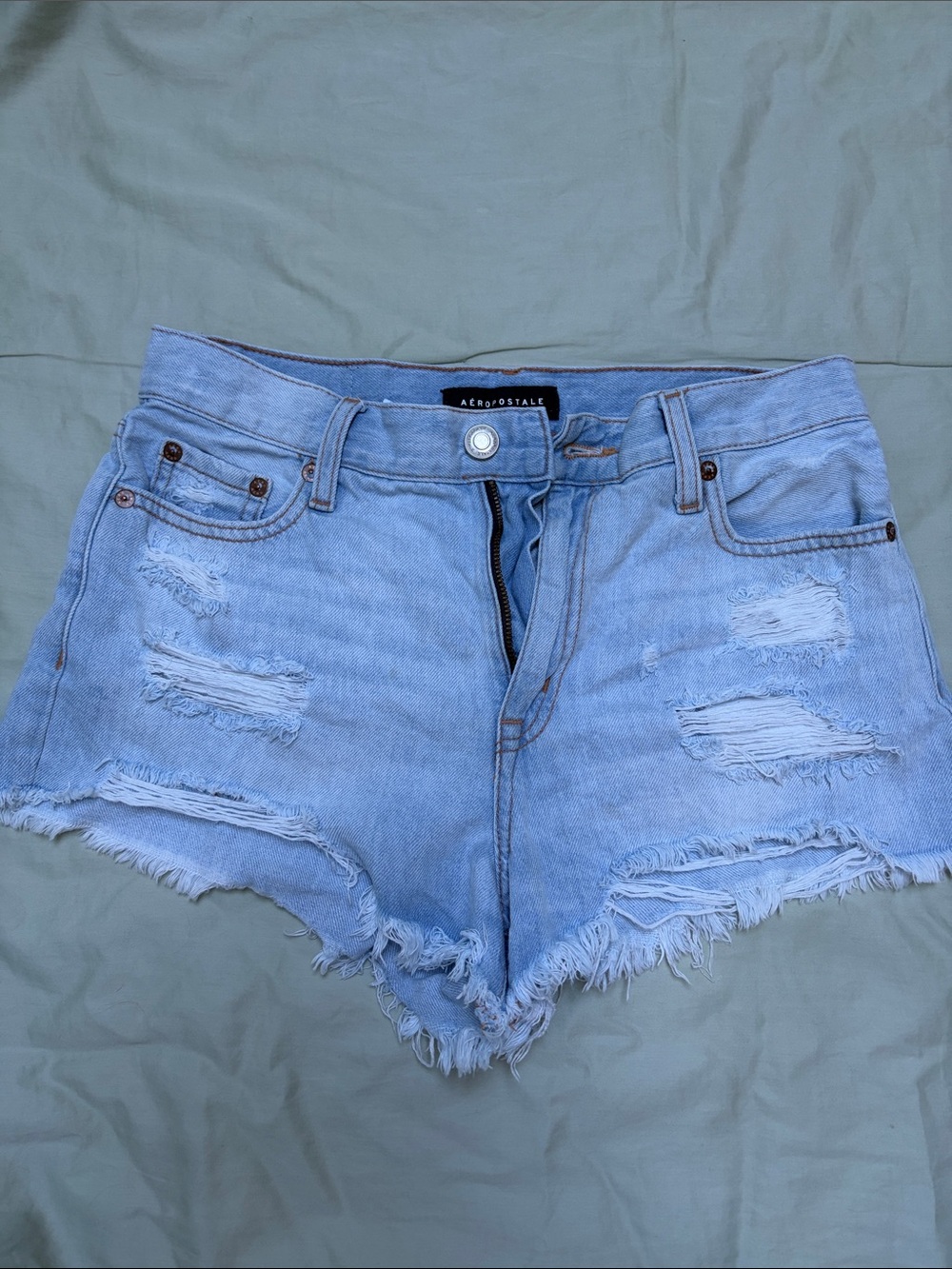 High rise denim shorts